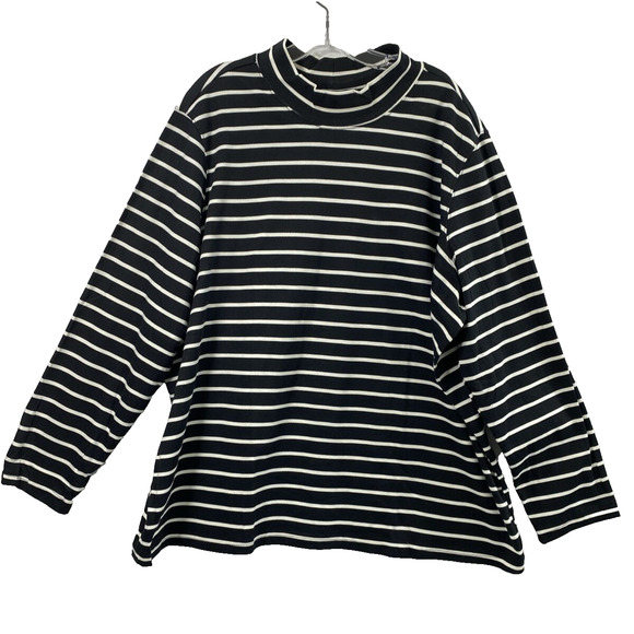 Blair Top Womens 3XL Black‎ White Stripe Long Sleeve Knit Tunic Mock Blouse - Picture 1 of 11